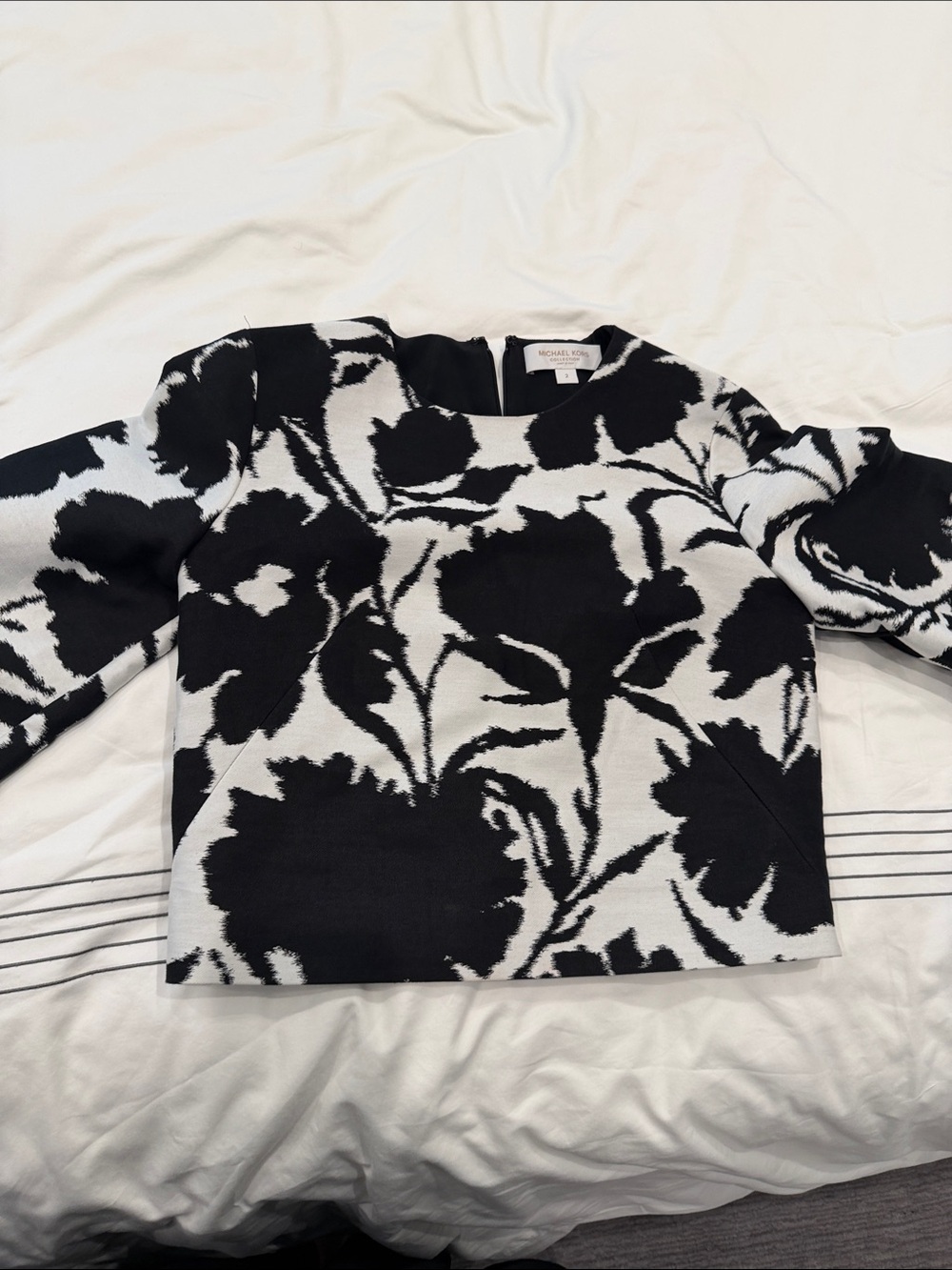 Michael Kors RUNWAY Black and White Floral Crop Top